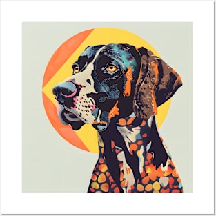 70s German Shorthaired Pointer Vibes: Pastel Pup Parade Posters and Art